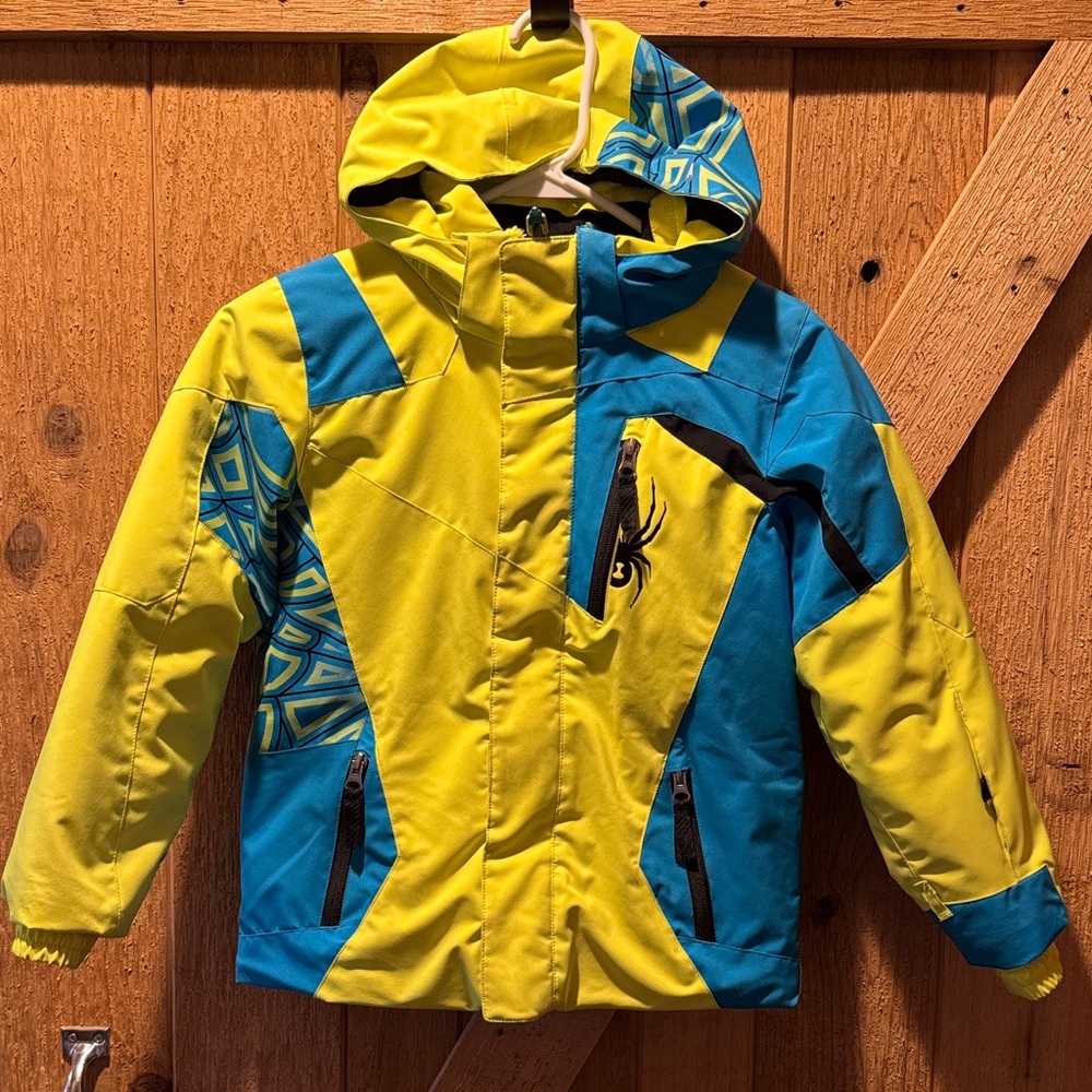 Spyder Kids Vibrant Yellow and Blue Puffer Jacket